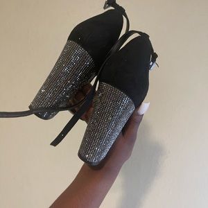 Aldo black closed toe bedazzled heel
